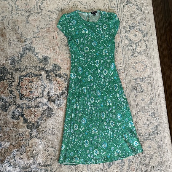 J. Crew Gwyneth Cupro-blend green floral slip dress in size 00 - Picture 2 of 4